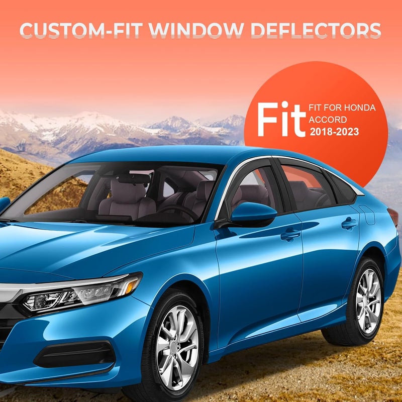 ACLONG in-Channel Rain Guards Compatible with Honda Accord 2018 2019 2020 2021 2022 2023, Black Window Deflectors Window Visor Side Shatterproof Sun Visor, 4-Pieces Set - Image 2